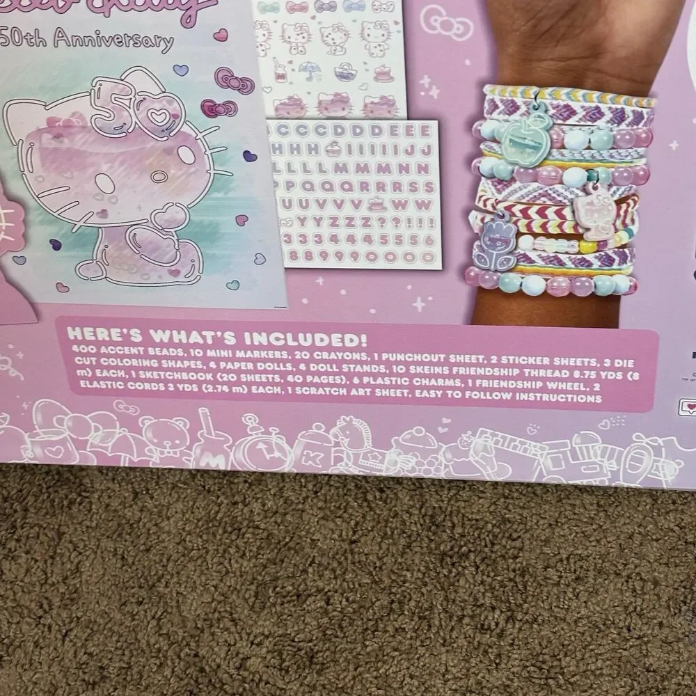 Hello Kitty 50th Anniversary 2 In 1 Sketch & Jewelry Studio Kit Sanrio Craft set